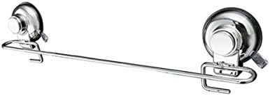 Push to Lock Strong Suction Adjustable Towel Rack Hanger Bar for Bath Bathroom or Kitchen- Stainless Steel Chrome