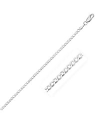 2.5mm 14K White Gold Curb Link Anklet