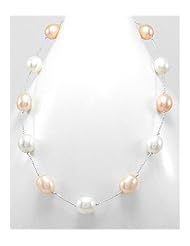 Mixed Colors Japanese silk cord Fresh Water Pearls Necklace In Zinc