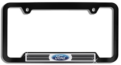 Ford License Plate Frame, Black Finish Plastic Cutout Bottom
