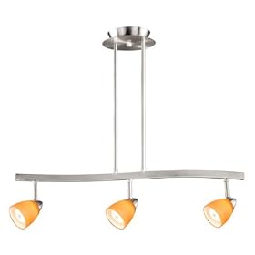 Spot Light Pendant - 3 Light Spot Pendant Lighting Fixture - Brushed Nickel - Amber Wiped... by Vaxcel Lighting