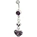 Amethyst Purple Double Heart Gem Belly Button Ring title=