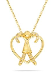 0.09 Cts Diamond Heart Pendant in 14K Yellow Gold