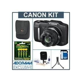 Canon PowerShot SX160 IS Digital Camera - Bundle with - Lowepro Dublin 30 Camera Pouch, Black/Black, Kingston SD48GB 8GB Class 4 SDHC Memory Card, Adorama 1836A Cleaning Kit, MT-140/DL0900 Jr Flex Tripod & PerfPower 4 AA Alkaline Batteries