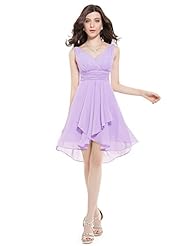 A-line V-neck Natural   Waistline Lace Chiffon Sleeveless Knee Length Bridesmaid Dress 