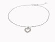 Sterling Silver Rhodium Plated CZ Heart Charm Anklet