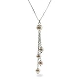 Eve's Addiction Sterling Silver Four Dangle Freshwater Pearl Necklace
