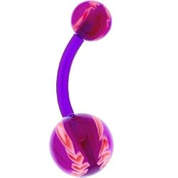 Bioplast Purple Blazing Baseball Belly Ring