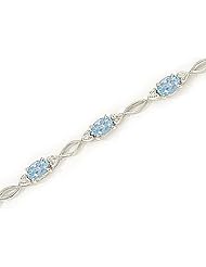 14kt Yellow Gold Oval Aquamarine and Diamond Bracelet