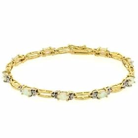 Vermeil (24k Gold over Sterling Silver) Created White Opal and Genuine Diamond... by SilverSpeck.com