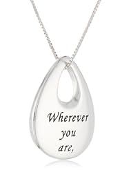 Sterling Silver "Wherever You Are, It Is Your Friends That Make Your World" Reversible Teardrop Pendant Necklace, 18"