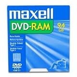 DVD RAM Disc with Jewel Case, Double Sided, 9.4 GB, Gold, Single Disc (MAX636045)