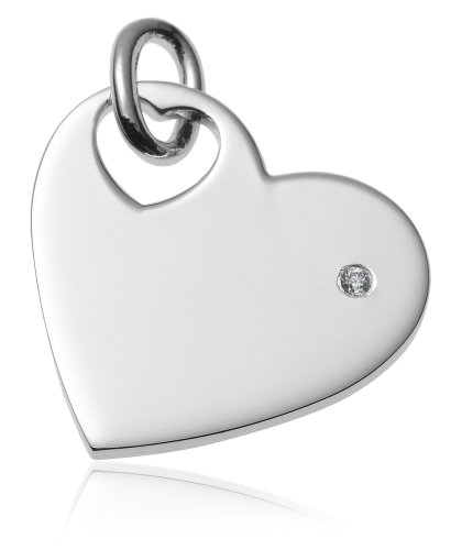 Sterling Silver Heart Charm w/ Diamond Accent