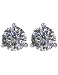 Jewelplus 0.75ct tw Round Diamonds I2/I-J Cocktail-Style Friction Post Stud Earrings Pair 14k White Gold