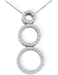 14K White Triple Circle Diamond Pendant With Free Blitz Jewelry Cleaner (1/2 cttw)