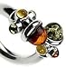 Multicolor Amber and Sterling Silver Adjustable Designer Ring