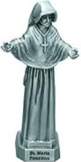 St. Maria Faustina - 3 1/2" Pewter Statue with Prayer Card (JC-3063-E)