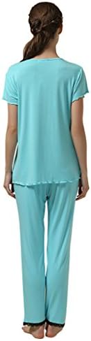 Ant Tree Women's 2 Piece T shirts and Shorts Pajama Set Sky Blue M