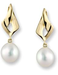 18k Gold, Freshwater Pearl Earrings, 8.0-7.5mm, "A" Quality