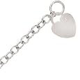 14K white Gold Toggle Heart Charm Bracelet with .01carat Diamond, 7.5" long, 6mm wide, 7.3g