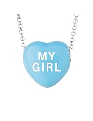 Sterling Silver 14mm Blue enamel Sweethearts MY GIRL Heart Pendant