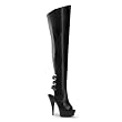 5 3/4 Inch Sexy High Heel Platform Boots Open Toe Thigh High Boots Black Leather