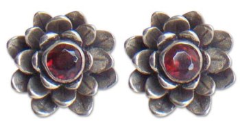Garnet earrings Red-Eyed Lotus