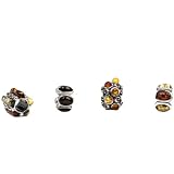 Sterling Silver Pandora Style Beads Multicolor Amber Small Round Charms Set of 4