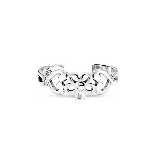 Bling Jewelry Flower Midi Ring Heart Toe Rings 925 Silver Adjustable