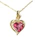 Gift-Boxed Genuine Mystic Rose Topaz Heart and 10K Yellow Gold Pendant Necklace