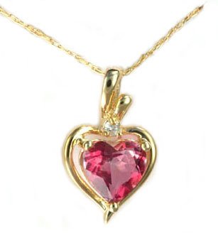 Genuine Mystic Rose Topaz Heart and 10K Yellow Gold Pendant Necklace
