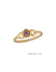 3 1/2 Children 14K Gold Flower Shape February Birthstone Ring - Amethyst