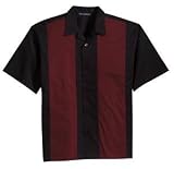 NEW Port Authority - Retro Camp Shirt Black/Burgundy-L