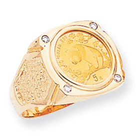 14k Diamond Panda Coin Ring