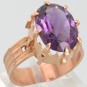 14K Rose Gold Amethyst Ring - OldCities Antique Jewelry by