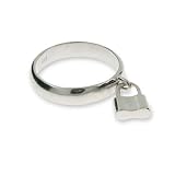 Eve's Addiction Sterling Silver Lock Charm Ring