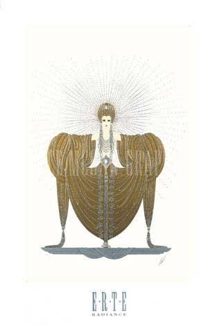 Radiance (silver foil stamped) by Erte. Size 18.50 X 28.25 Art Poster Print on Canvas