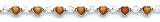 Ankle Bracelet - Sterling Silver Heart Anklet w/Orange Cats Eye (9 inch)