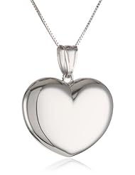 14k White Gold Heart Puffy Pendant Necklace, 18"
