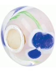 Blue Flower Green Swirl Glass Bead