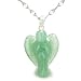 Amulet Praying Angel Magic Green Aventurine Good Luck Powers Gemstone Pendant on 18" Stainless Steel Necklace