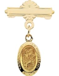 14k Yellow-Gold St. Christopher Baptismal Brooch by US Gems