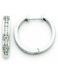 0.5 Carat 14K White Gold Diamond Hinged Hoop Earrings
