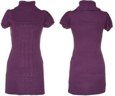 PINK ROSE Puff Sleeve Turtleneck Sweater Dress