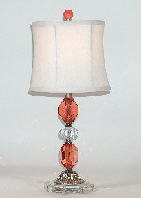 Vintage Styled Light Red & Clear Accent Table 