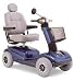 ** Product Options-> Color: Candy Apple Red, Fabric: Grey Fabric ** The Pride Mobility Vehicle - Hurricane , brings exclusive luxury touches and sleek styling to the world of personal mobility vehicles. With a top speed of 9 mph, heavy-duty construction and all-new features like Delta tiller with wraparound handles for easy operation, a full lighting package, and full front and rear dynamic suspension, the Hurricane is the perfect blend of performance, power and style. Please Note: Batteries are not included with this scooter and can be purchased separately. Click here to view interactive demo: Hurricane