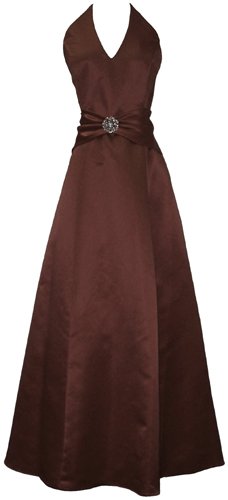 Satin Halter Dress, Formal Prom, Prom Bridesmaid, Satin Halter Dress Crystal Pin Prom Formal Prom Bridesmaid - M