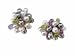 Peacock, White and Grey Freshwater Pearls with Amethyst and Peridot Cluster Earrings