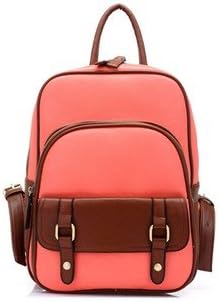 Pro4u Fashion Vintage Street Leather Backpack Shoulders Bag Schoolbag Pu Leather Satchel (Red)