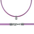 Pink Rubber Necklace with 9mm Pearl in Sterling Silver Setting